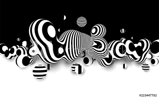 Bild på Metaball 3d vector design with organic 3d effect Abstract black and white background 